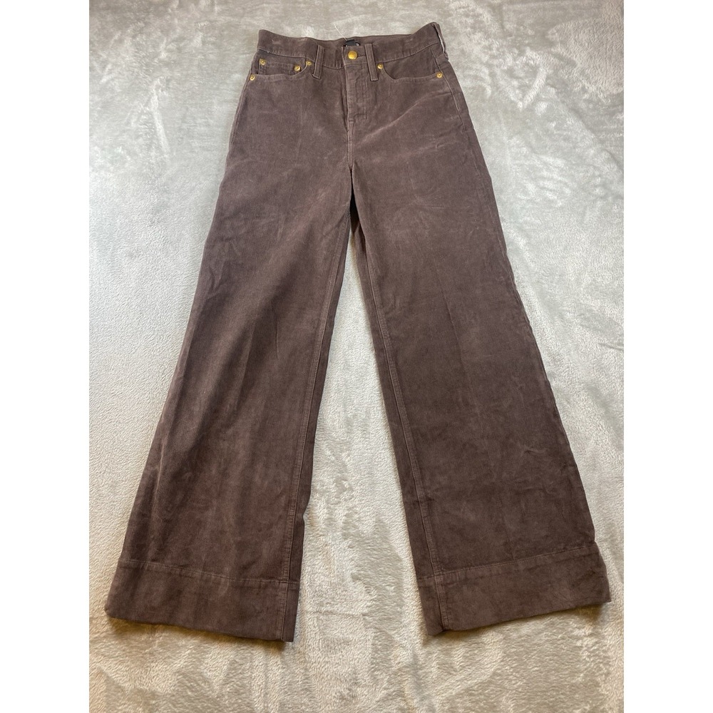 J. Crew Pants Women's‎ Size 24 petite petite Brown Wide Leg Corduroy High Rise